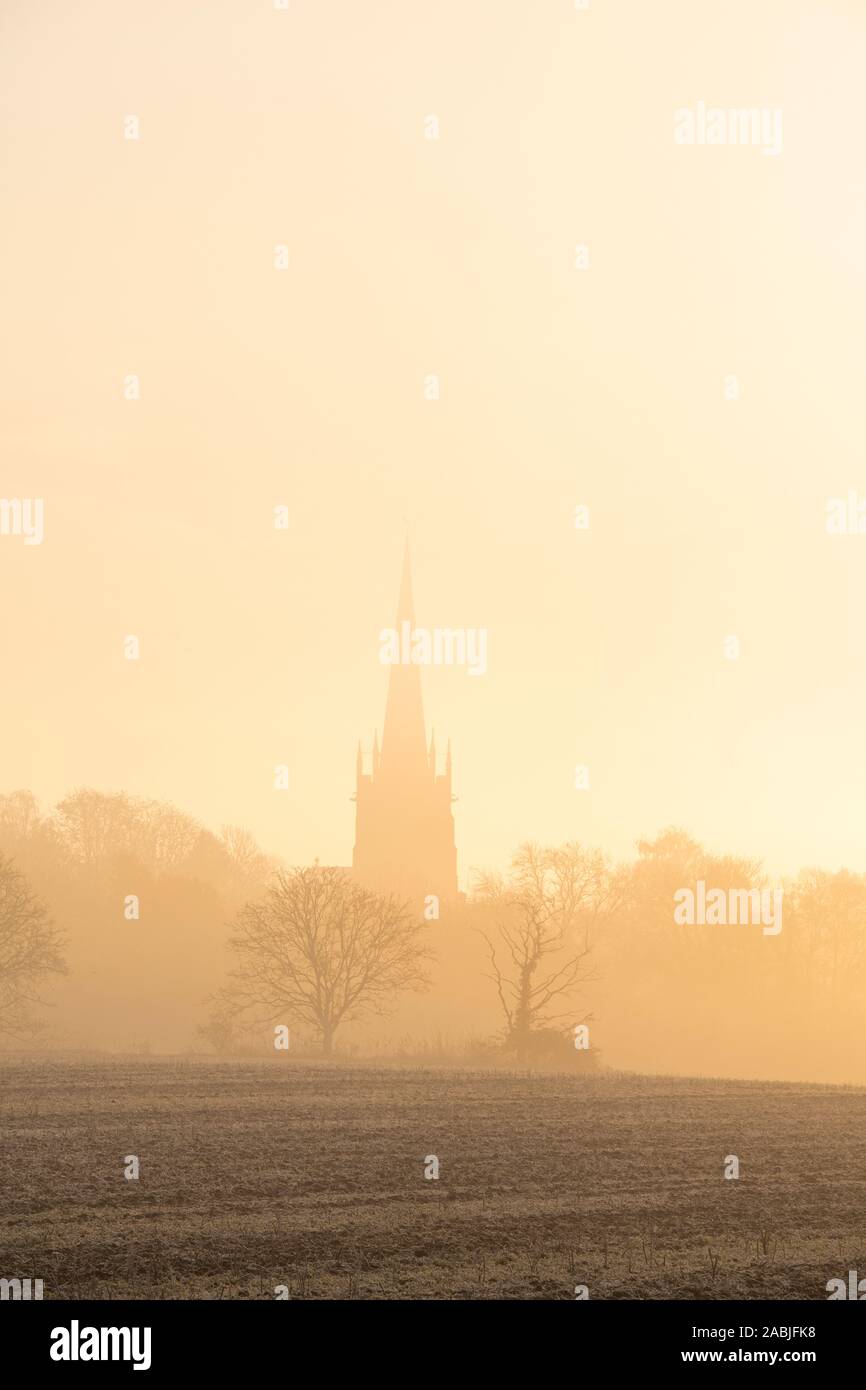 Early morning autumn fog across Middleton Cheney. Northamptonshire