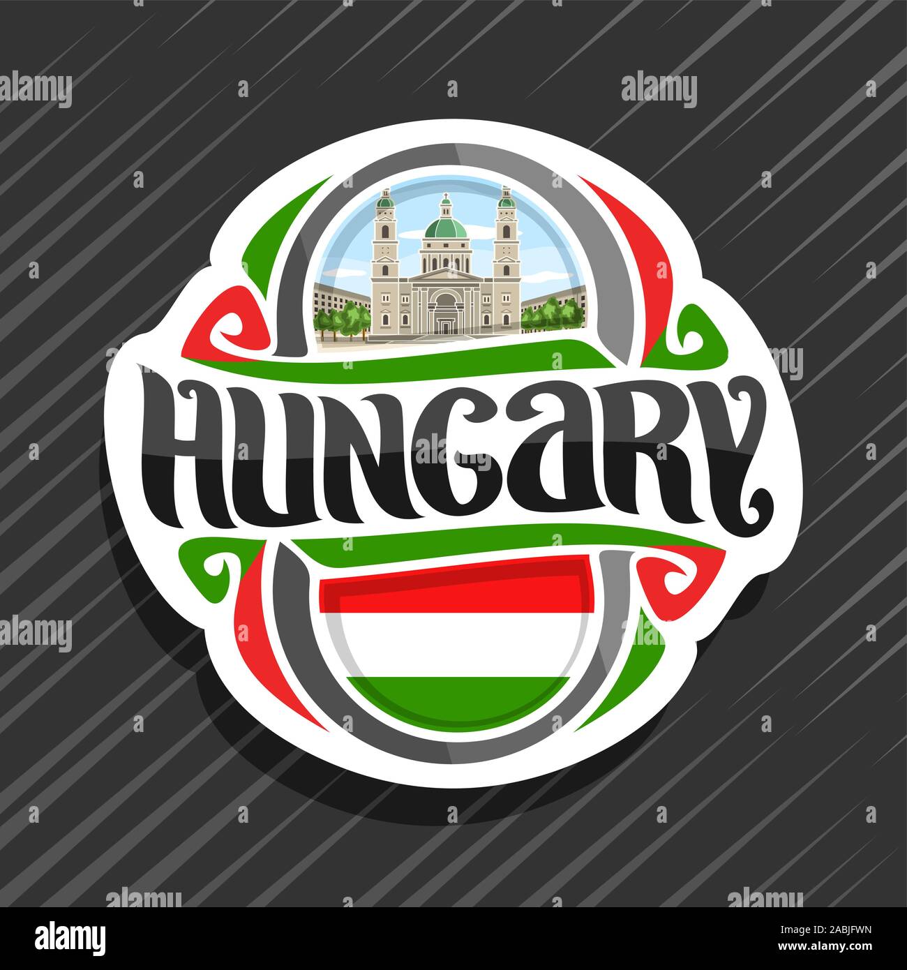 Vector logo for Hungary country, fridge magnet with hungarian flag ...