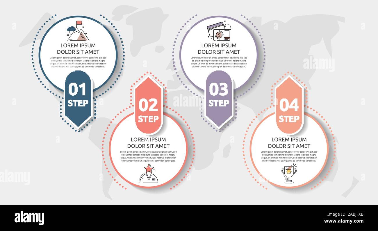 Vector flat template circle infographics. Business concept with 4 ...