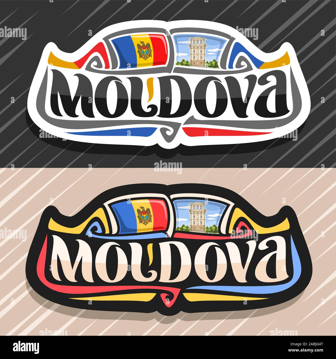 Vector logo for Republic Moldova, fridge magnet with moldovan state ...
