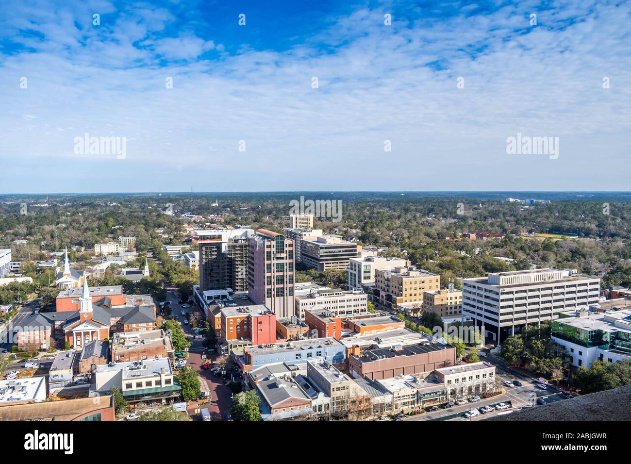 Tallahassee, FL, USA - Feb 15, 2019: An overlooking view of the prosperous city of Florida from atop Stock Photo