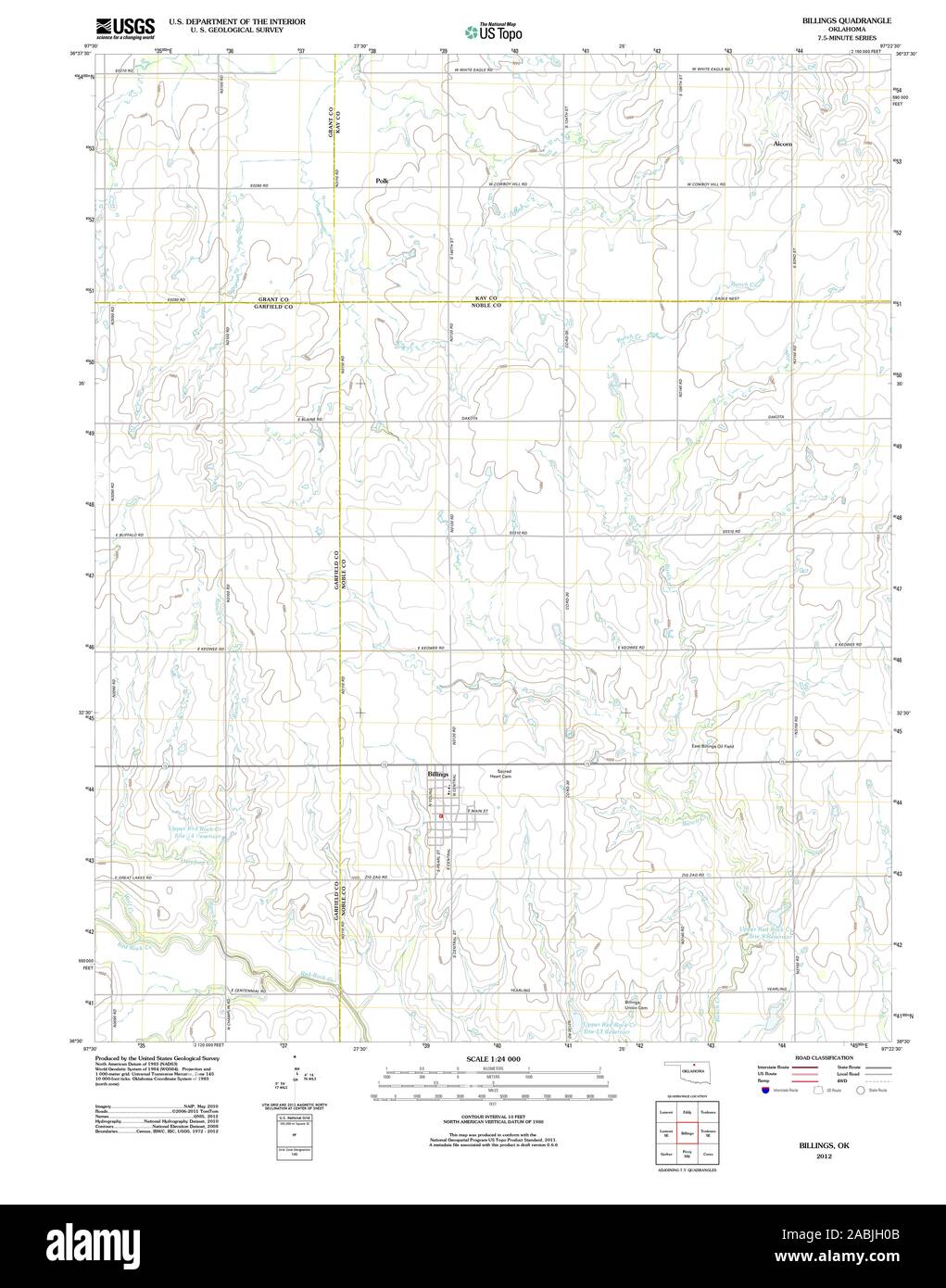 Map of billings oklahoma Cut Out Stock Images & Pictures Alamy