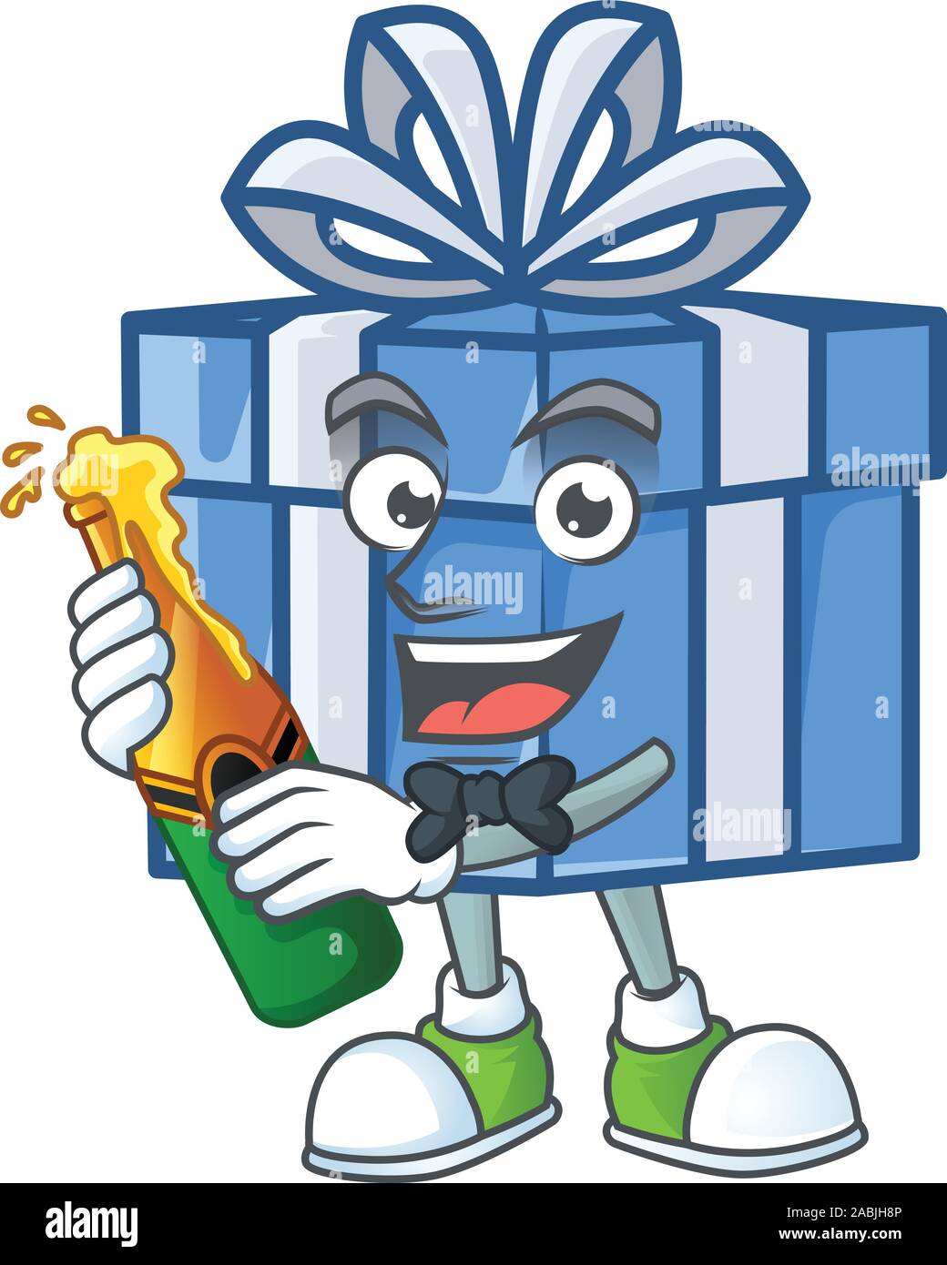 Cool blue gift box with beer mascot cartoon style Stock Vector Image ...