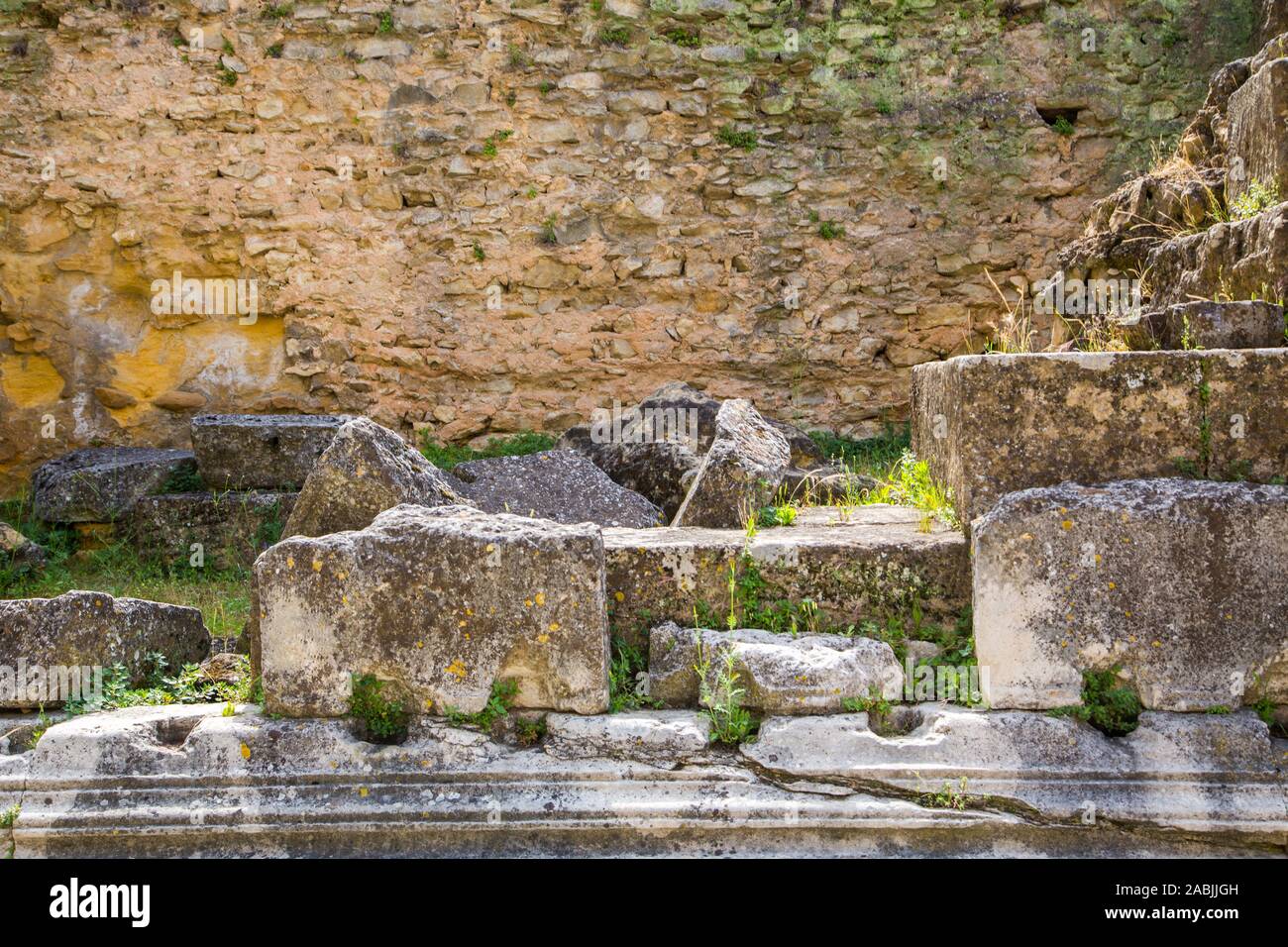 Ruins of the Roman Theatre of Orange is a reminder of the Roman Empire's time in France Stock Photo