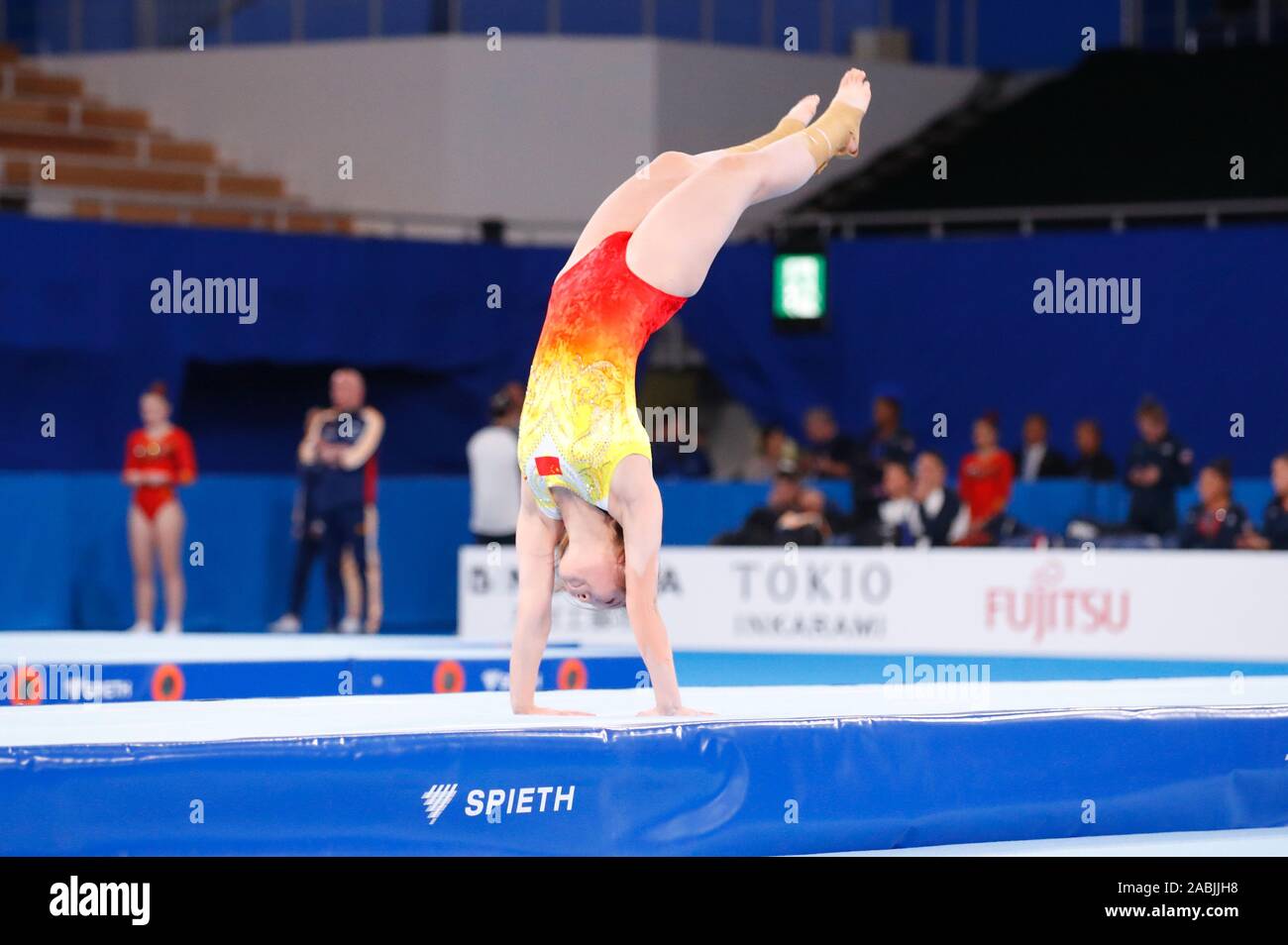 Tokyo, Japan. 28th Nov, 2019. Yang Yahui (CHN) Trampoline : 34th FIG  Trampoline Gymnastics World Championships Tokyo 2019 Women's Tumbling  Qualification at Ariake Gymnastics Centre in Tokyo, Japan . Credit: Sho  Tamura/AFLO