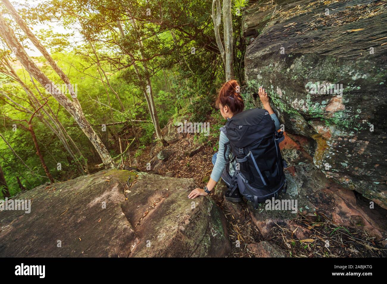 Asian hiker woman trekking in hi-res stock photography and images - Alamy