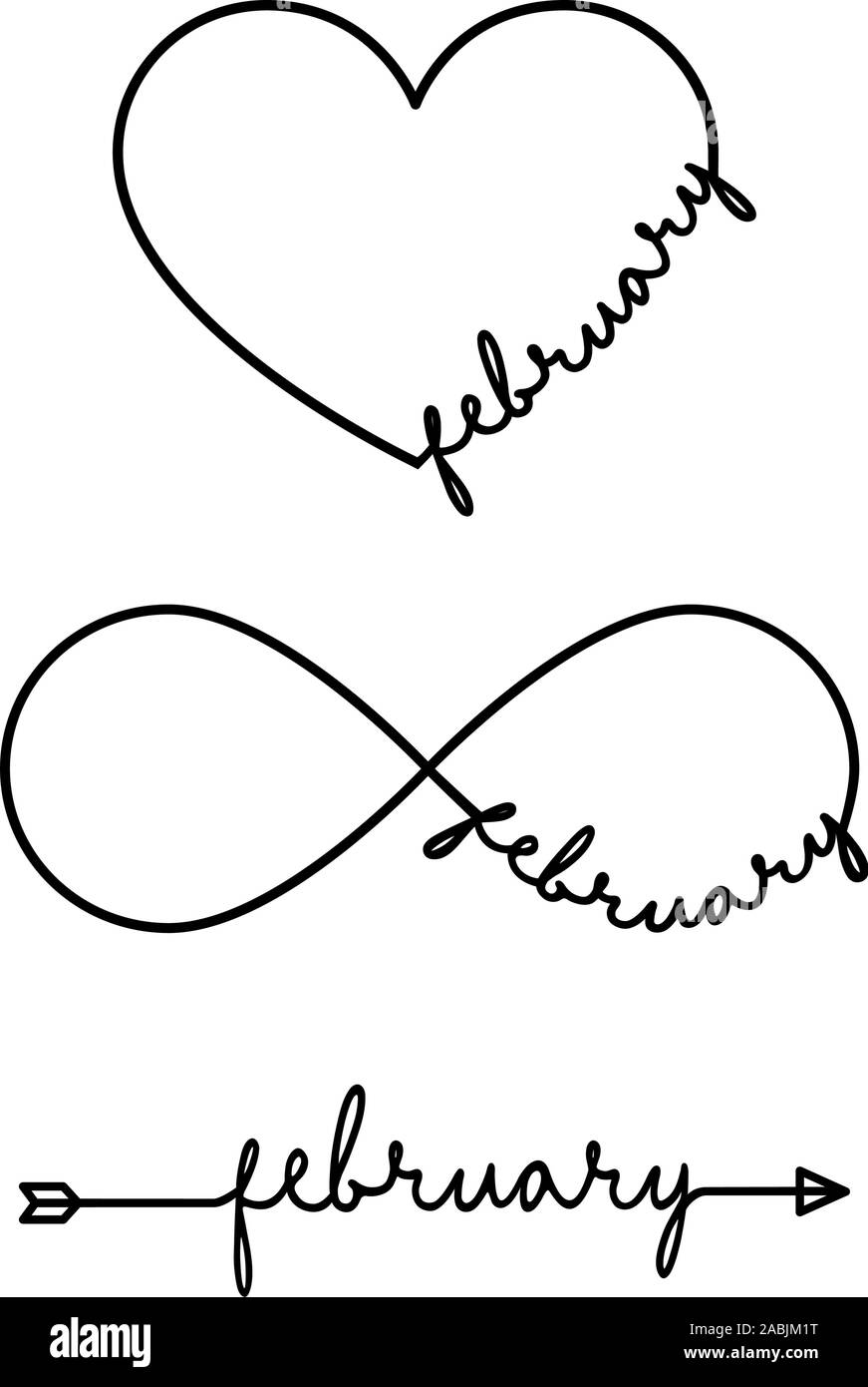 June - word with infinity symbol hand drawn heart Vector Image