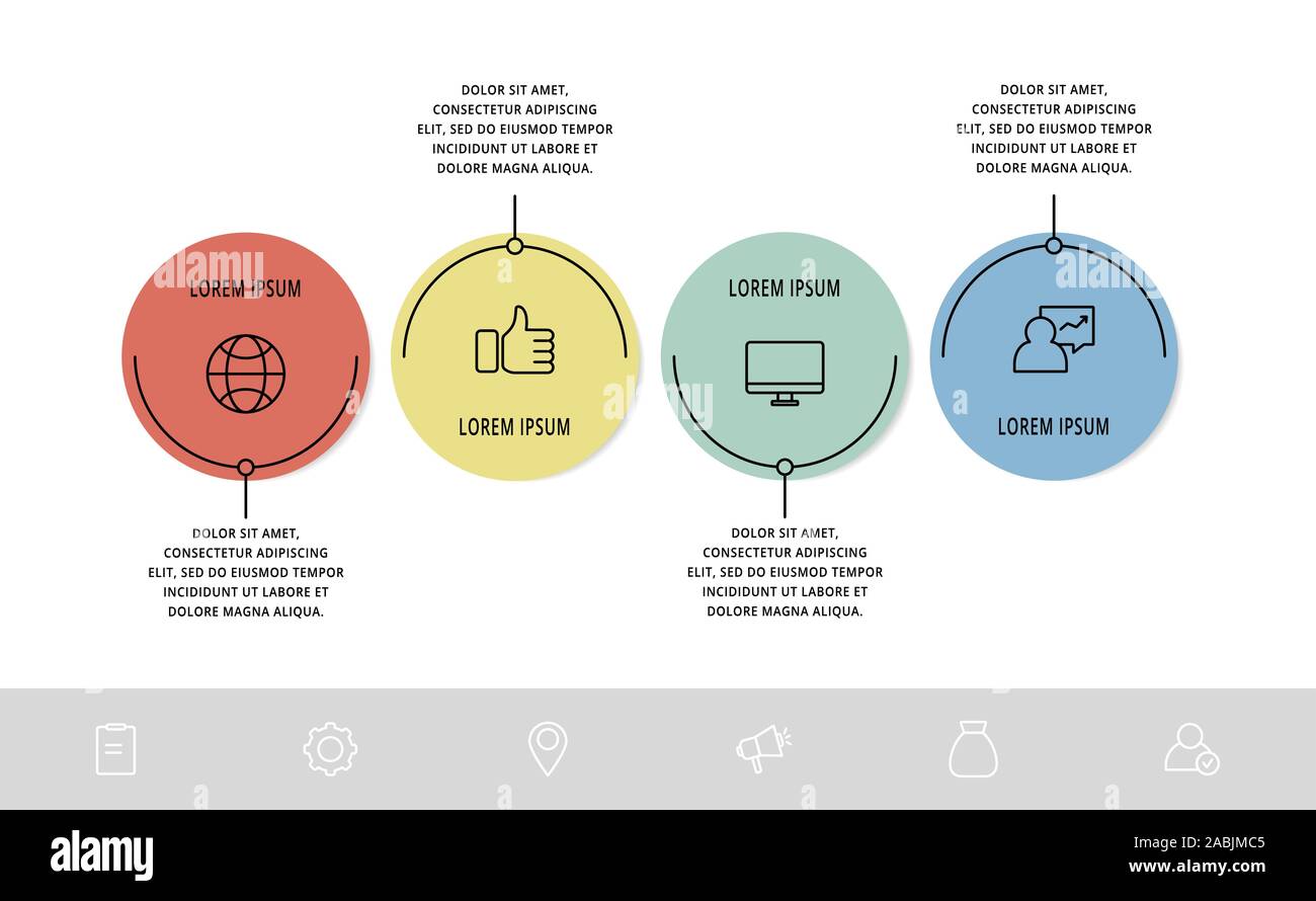 Vector flat template circle infographics. Business concept with 4 ...