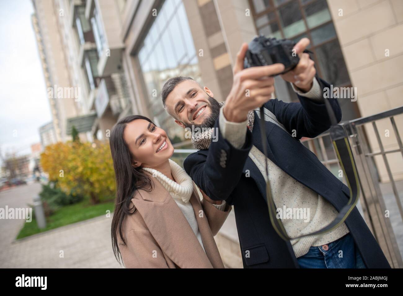 Nice married couple taking a photo of themselves Stock Photo