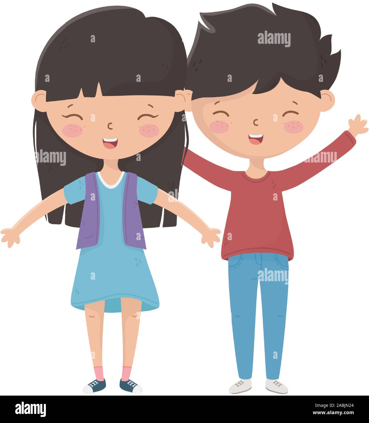 Girl and boy cartoon design, Kids friendship childhood little people  lifestyle and person theme Vector illustration Stock Vector Image & Art -  Alamy
