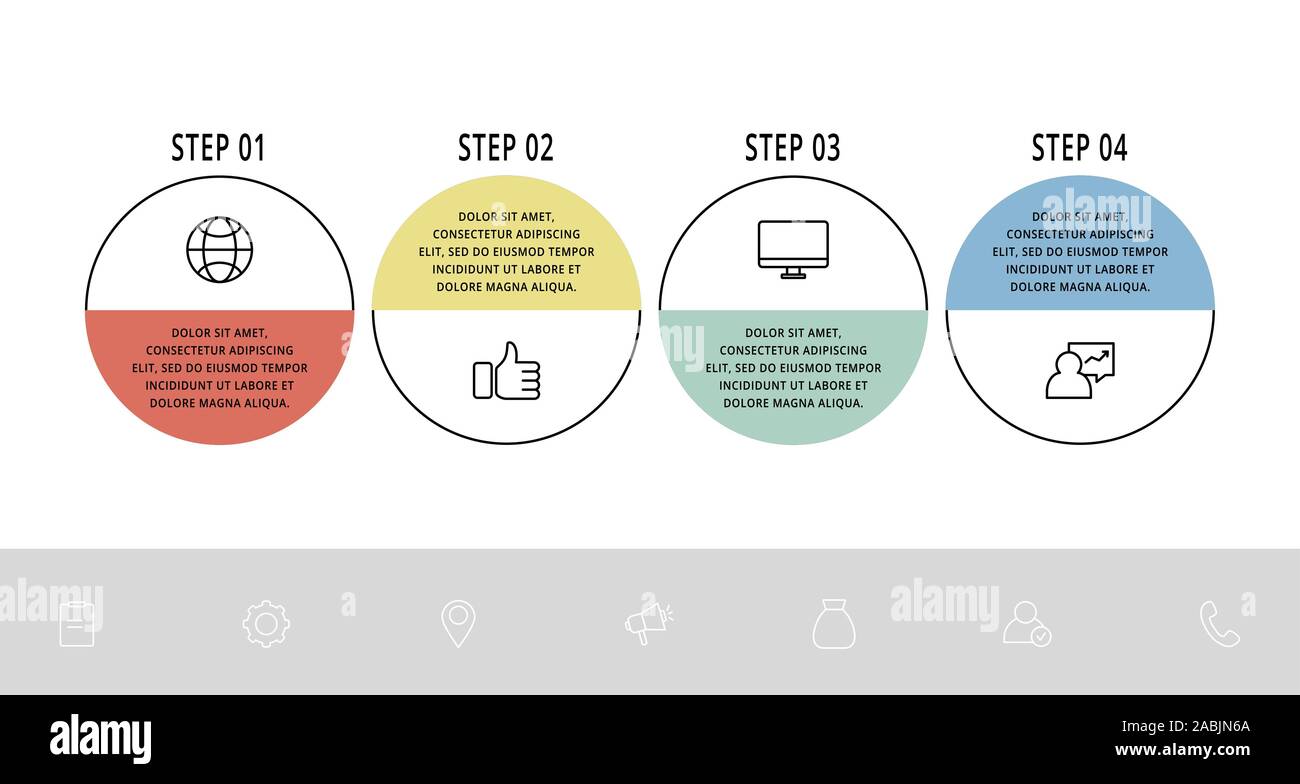 Vector flat template circle infographics. Business concept with 4 ...
