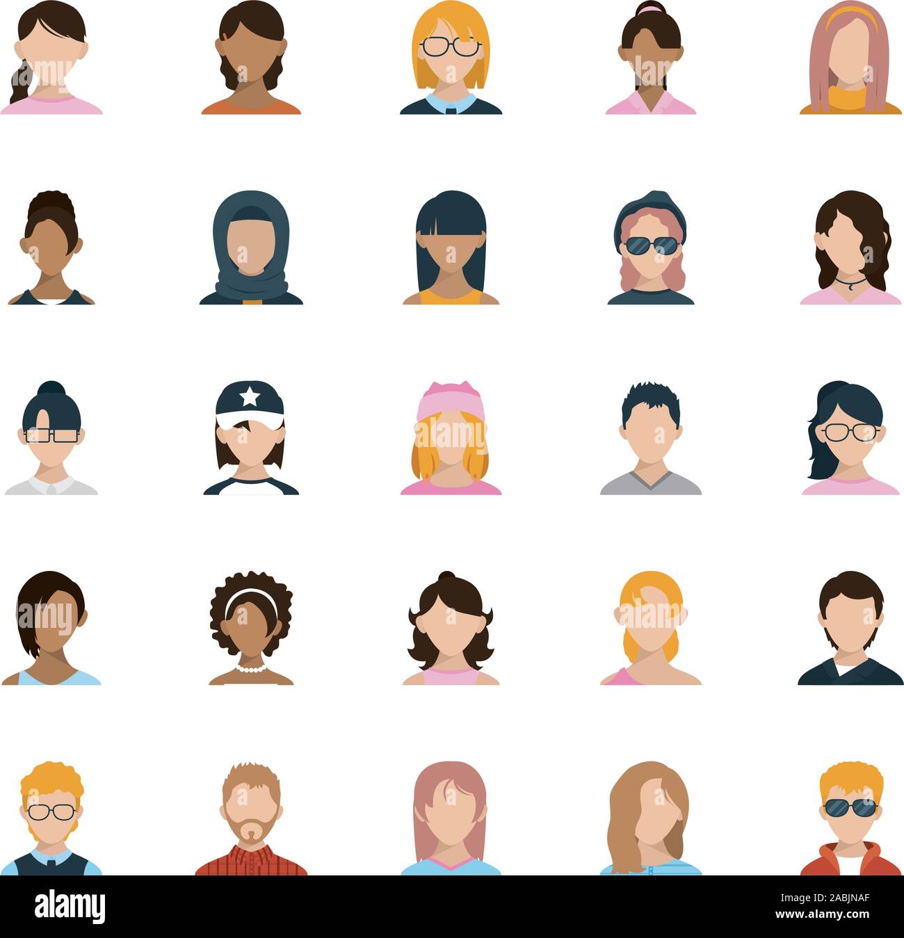 Isolated men and women heads set vector design Stock Vector