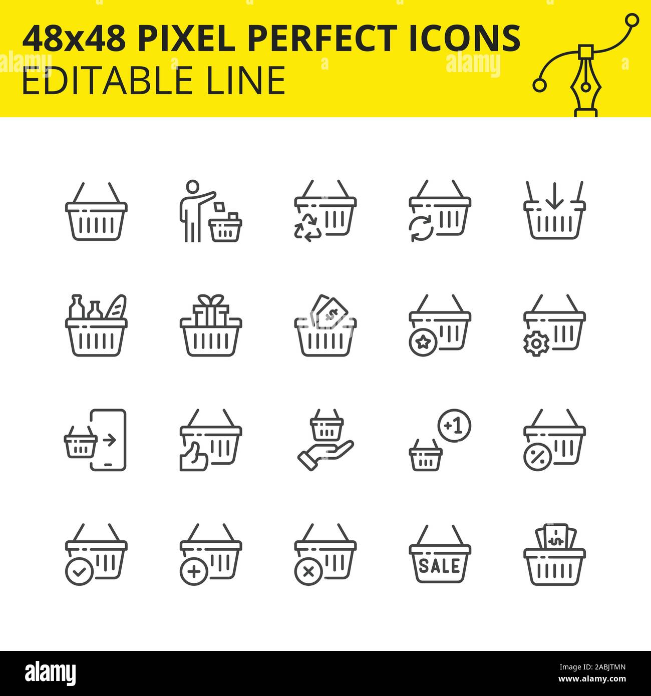 Scaled Icons for Shopping Basket in Commerce which includes Market ...