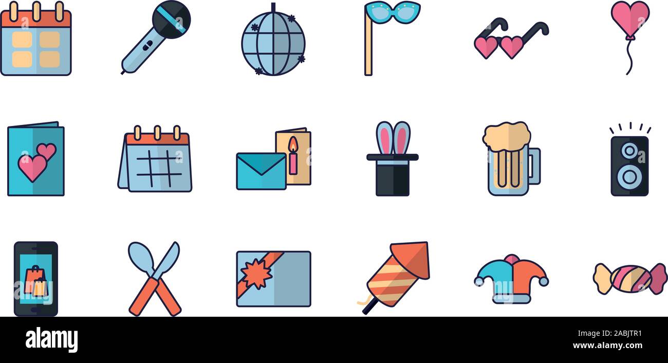 Isolated party icon set vector design Stock Vector Image & Art - Alamy