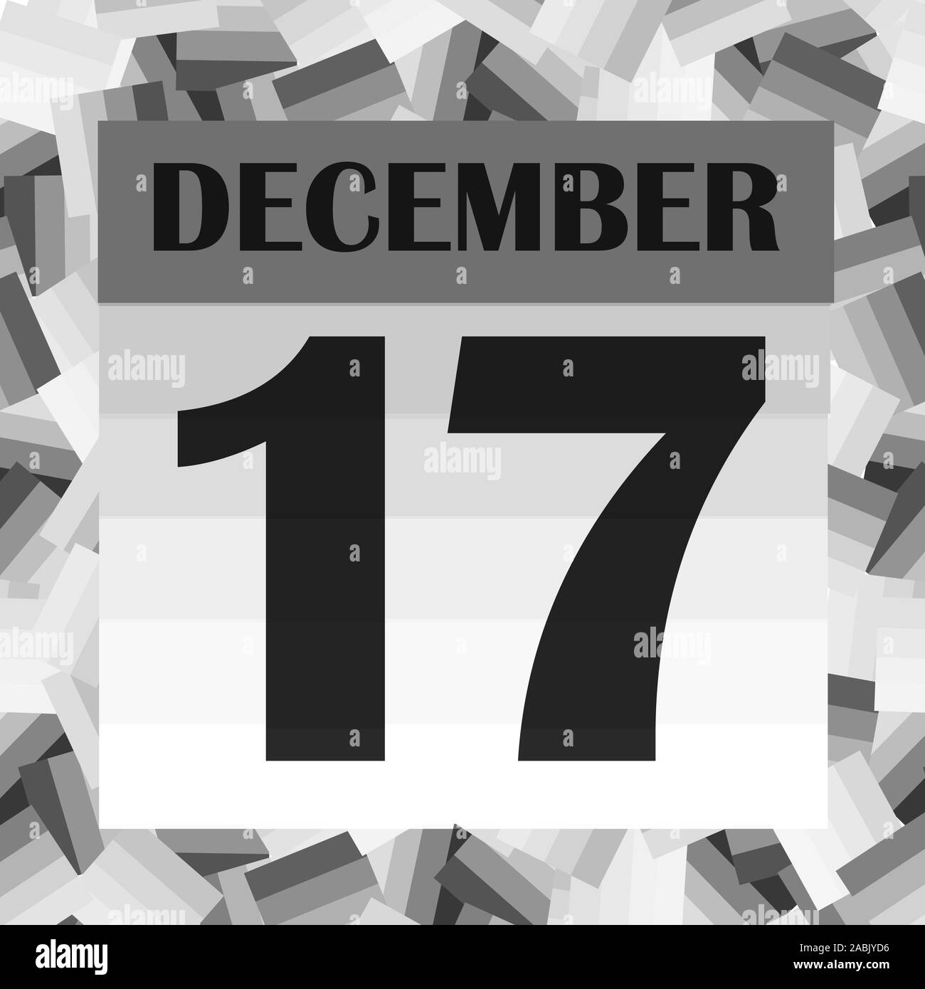 December 17 icon. For planning important day. Banner for holidays and special days. Seventeenth of december icon. Illustration in black and white colors. Stock Photo