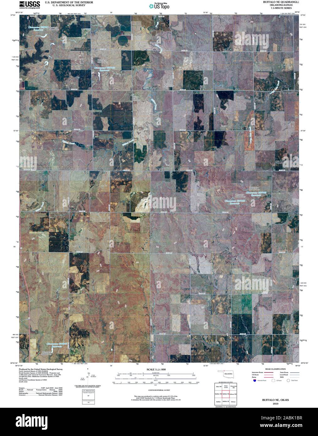 USGS TOPO Map Oklahoma OK Buffalo NE 20100329 TM Restoration Stock Photo