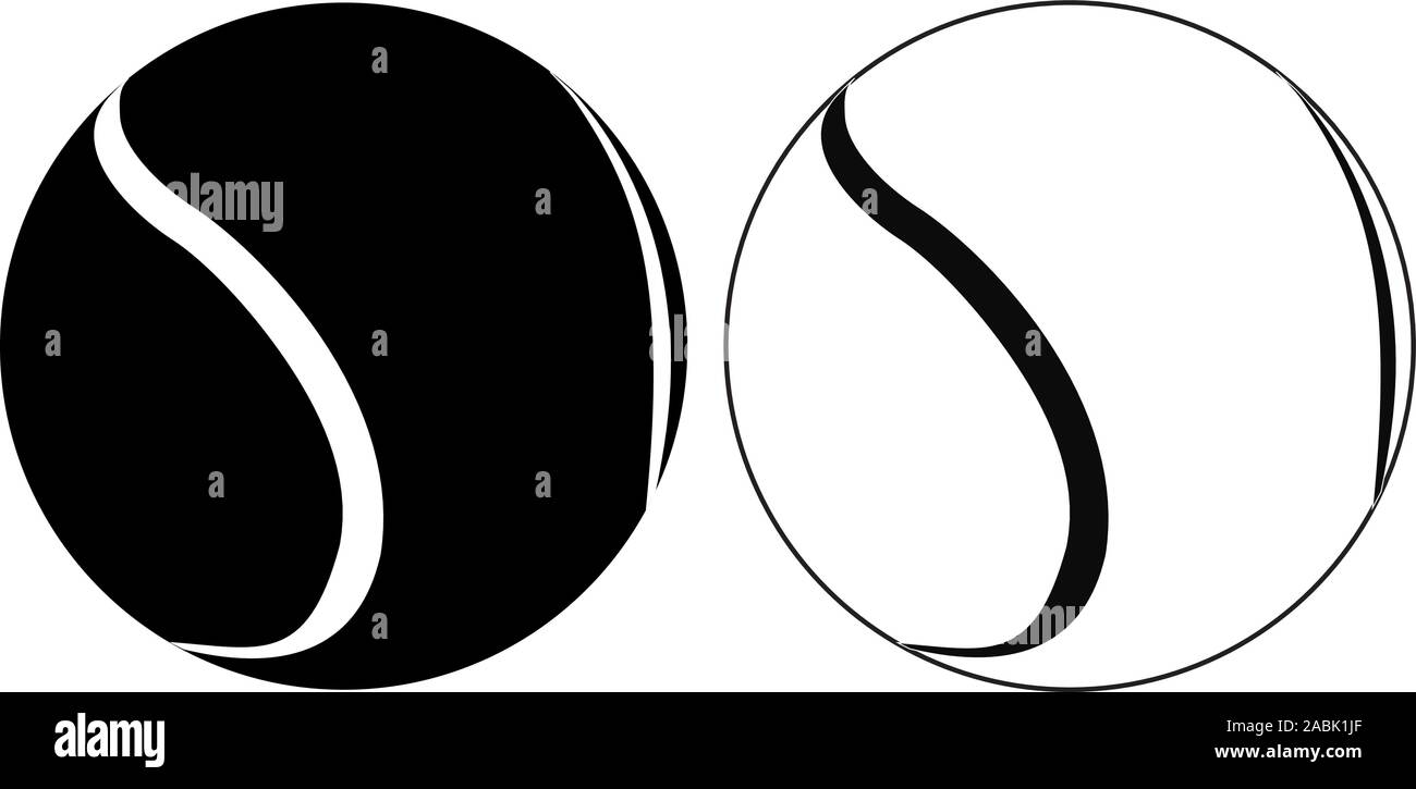 Tennis ball. Black and white outline icons Stock Vector Image & Art - Alamy