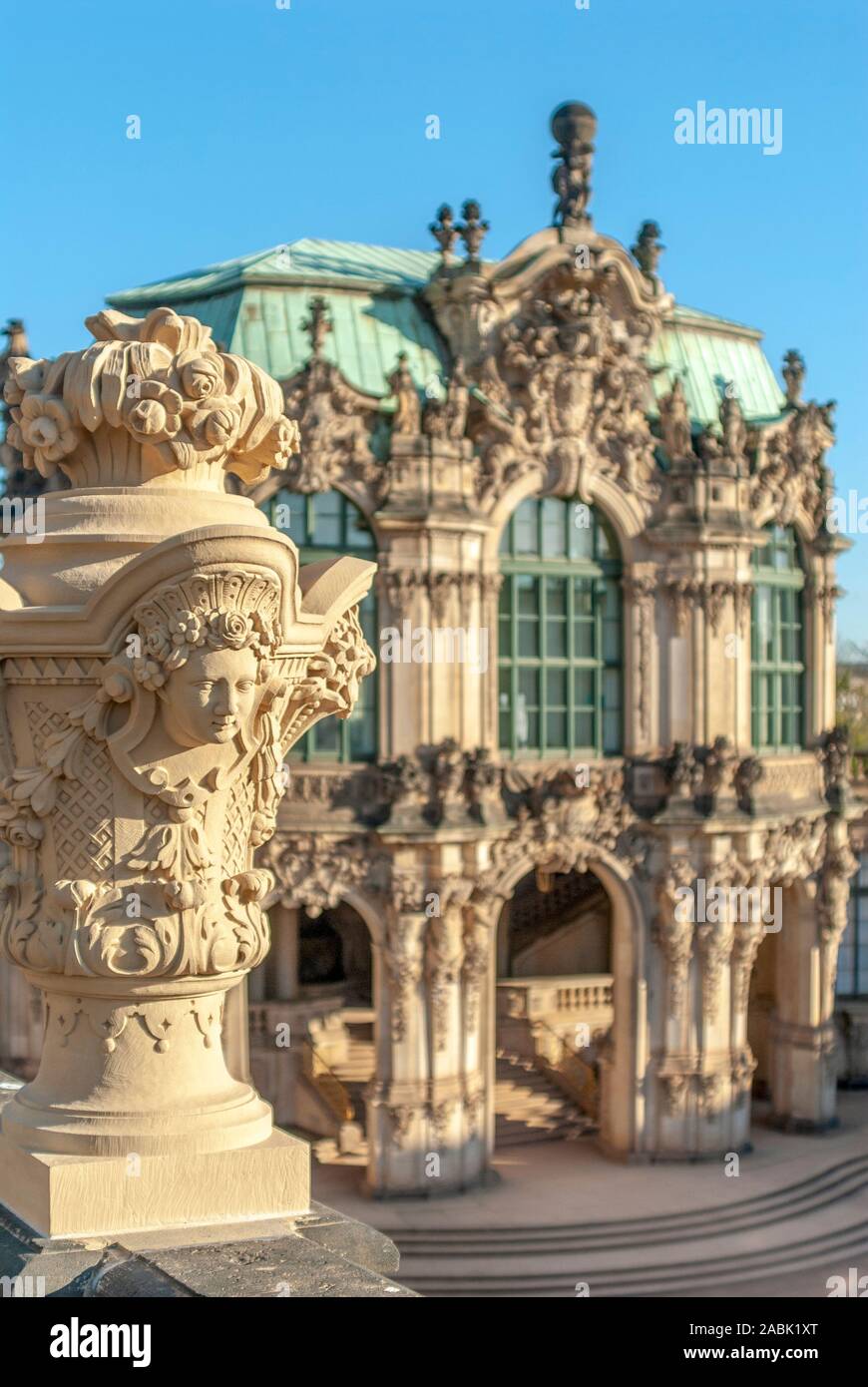 Ornaments at the Wall or French Pavilion one of the Main Attractions at the Zwinger Stock Photo