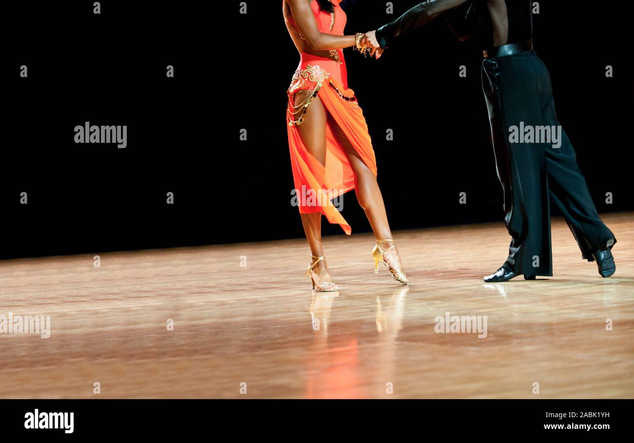 woman and man dancer latino international dancing Stock Photo
