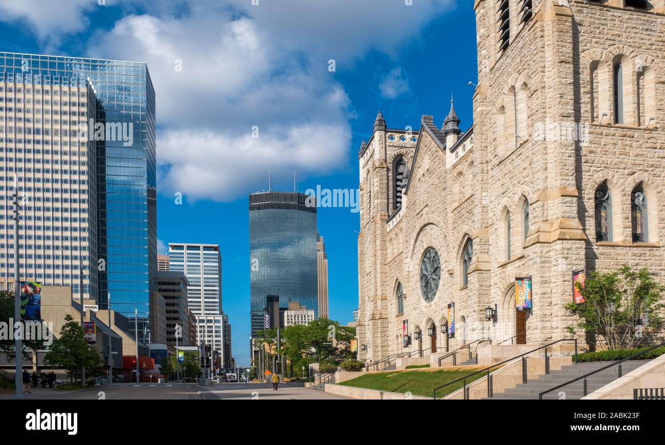 MINNEAPOLIS, USA, AUGUST, 11, 2019 Nicollet Mall, showing