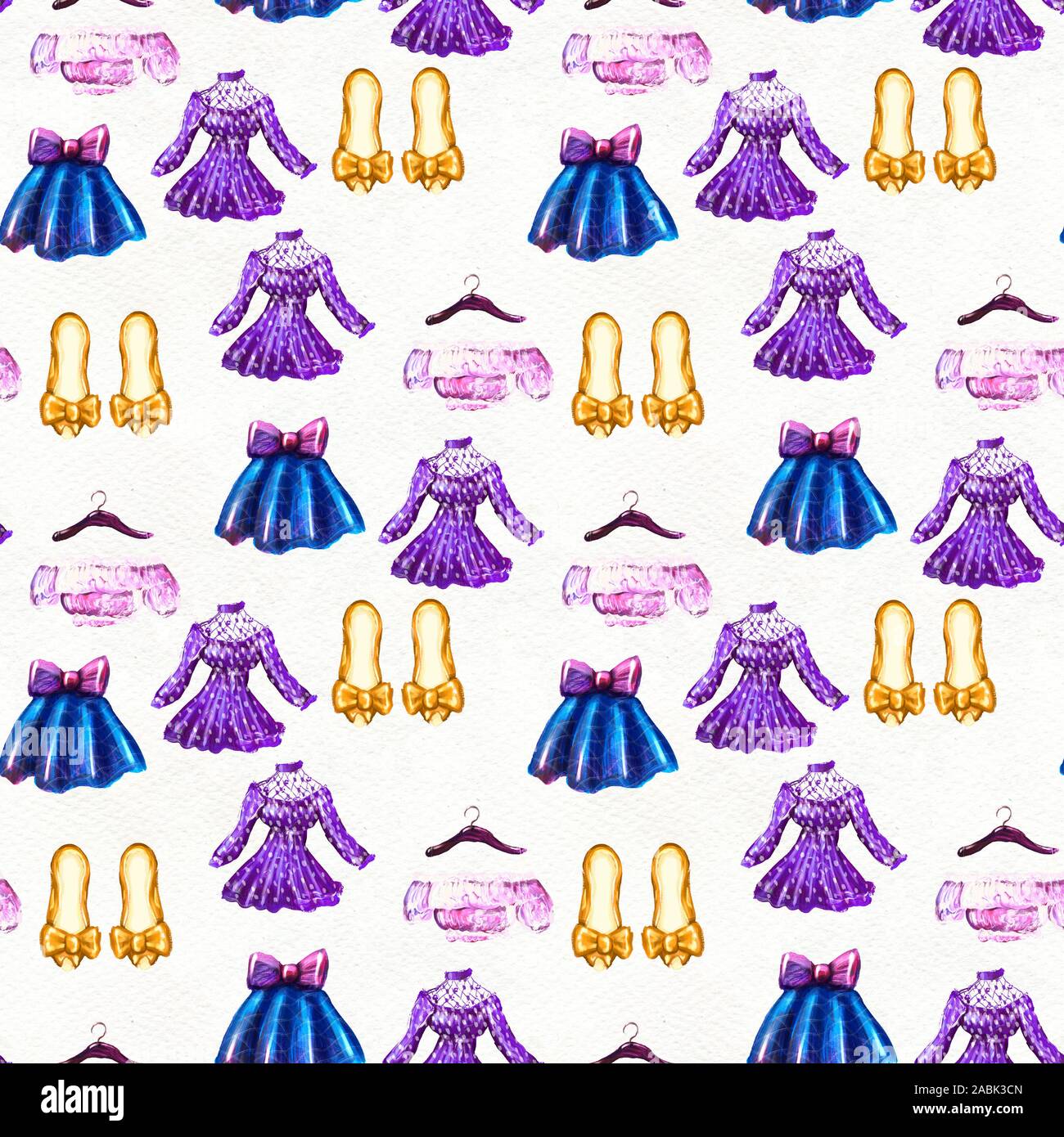Fashion seamless pattern. Watercolor hand drawn background Stock Photo ...