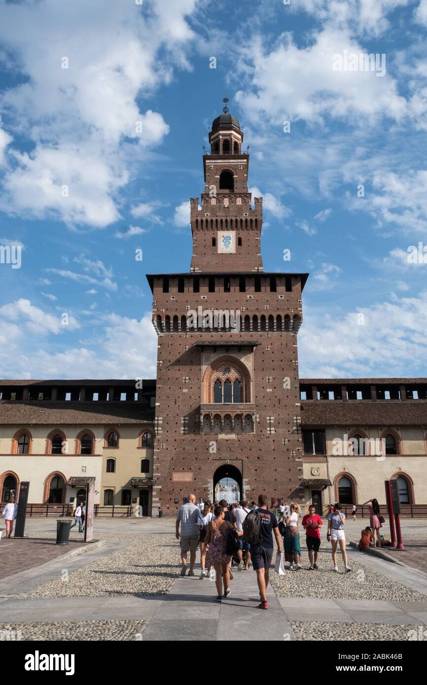 Italy, Milan: the Sforza Castle, Castello Sforzesco Stock Photo