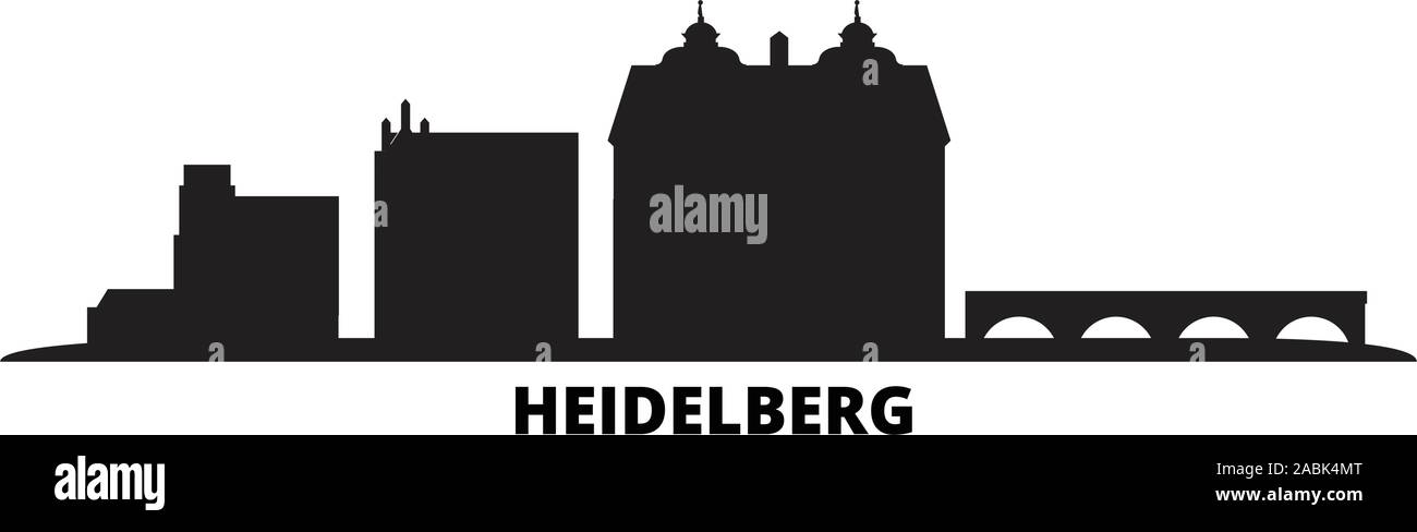 Germany, Heidelberg city skyline isolated vector illustration. Germany, Heidelberg travel cityscape with landmarks Stock Vector