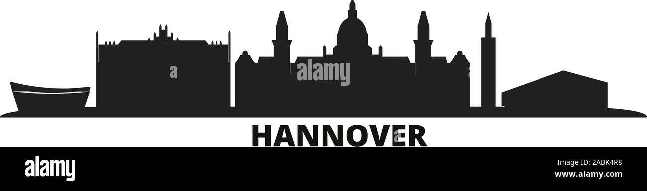 Germany, Hannover city skyline isolated vector illustration. Germany, Hannover travel cityscape with landmarks Stock Vector