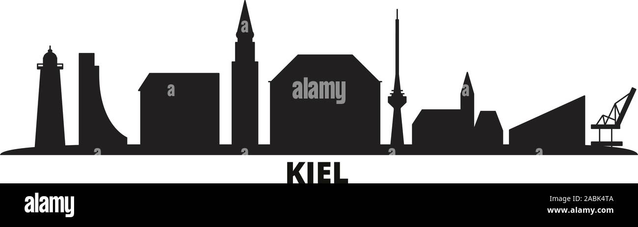 Germany, Kiel city skyline isolated vector illustration. Germany, Kiel travel cityscape with landmarks Stock Vector