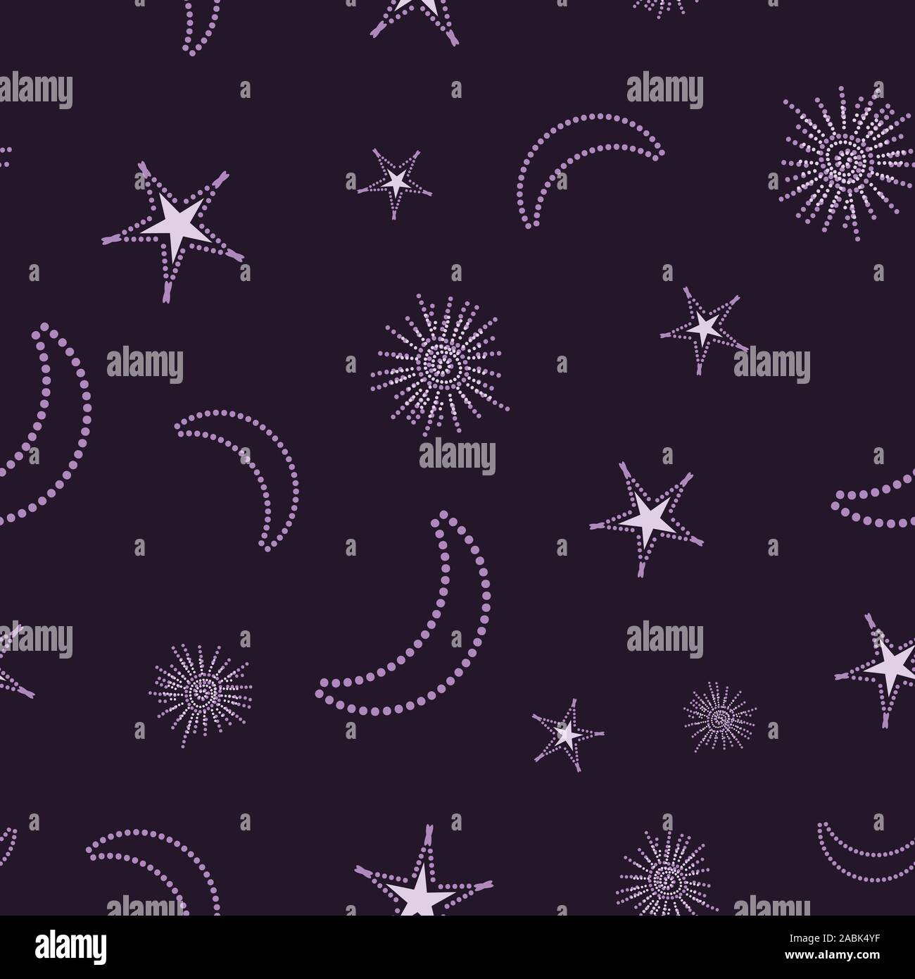 seamless vector pattern with celestial bodies on a dark background Stock Vector