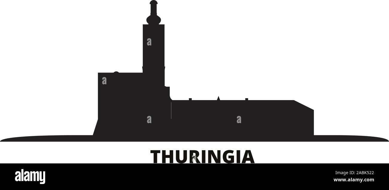Germany, Thuringia city skyline isolated vector illustration. Germany, Thuringia travel cityscape with landmarks Stock Vector