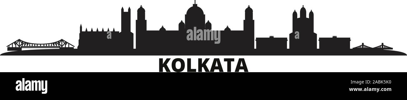 India, Kolkata city skyline isolated vector illustration. India, Kolkata travel cityscape with landmarks Stock Vector