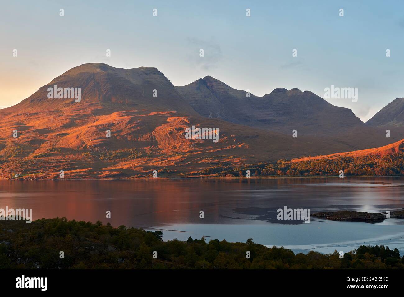 Beinn Alligin across Upper Loch Torridon, Torridon, Wester Ross, Highland, Scotland Stock Photo