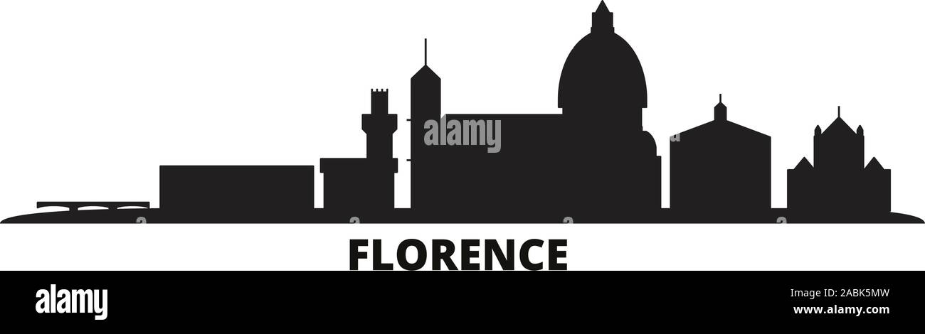 Italy, Florence city skyline isolated vector illustration. Italy, Florence travel cityscape with landmarks Stock Vector