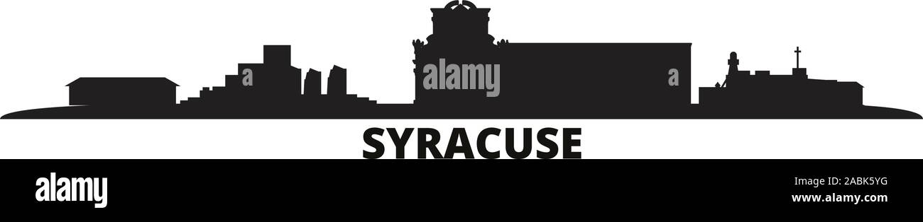 Italy, Syracuse city skyline isolated vector illustration. Italy ...