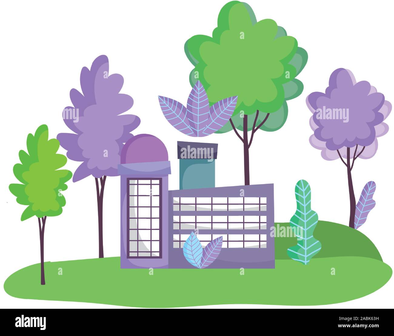 factory building nature trees ecology vector illustration Stock Vector ...