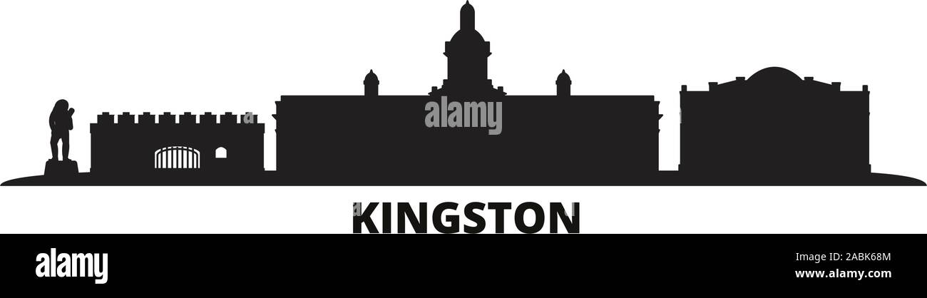 Jamaica, Kingston city skyline isolated vector illustration. Jamaica, Kingston travel cityscape with landmarks Stock Vector