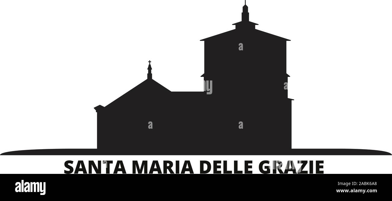 Italy, Santa Maria Delle Grazie city skyline isolated vector illustration. Italy, Santa Maria Delle Grazie travel cityscape with landmarks Stock Vector