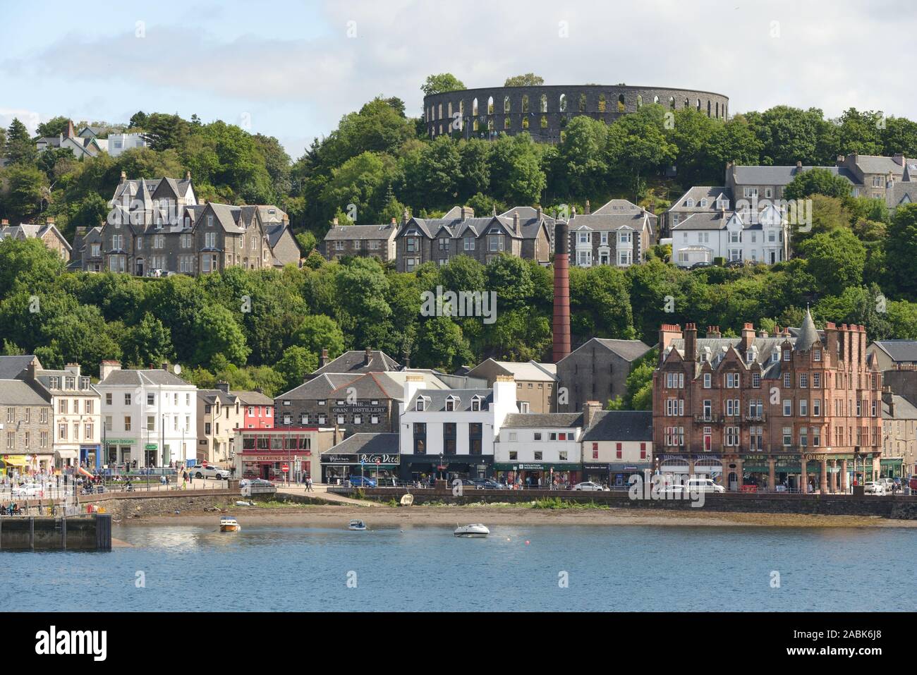 McCaig's Tower or Folly, Battery Hill overlooking the town of Oban in Argyll, Scotland. UK, Europe Stock Photo
