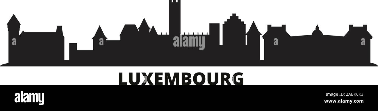 Luxembourg city skyline isolated vector illustration. Luxembourg travel cityscape with landmarks Stock Vector