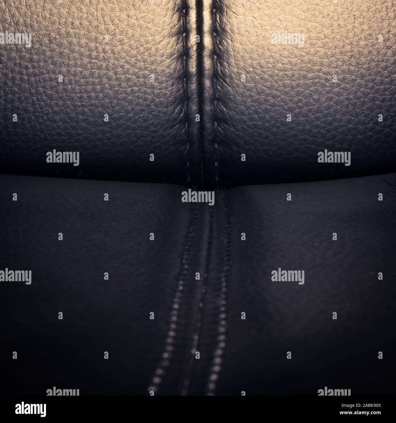Dark leather stitched large thread - textile background Stock Photo