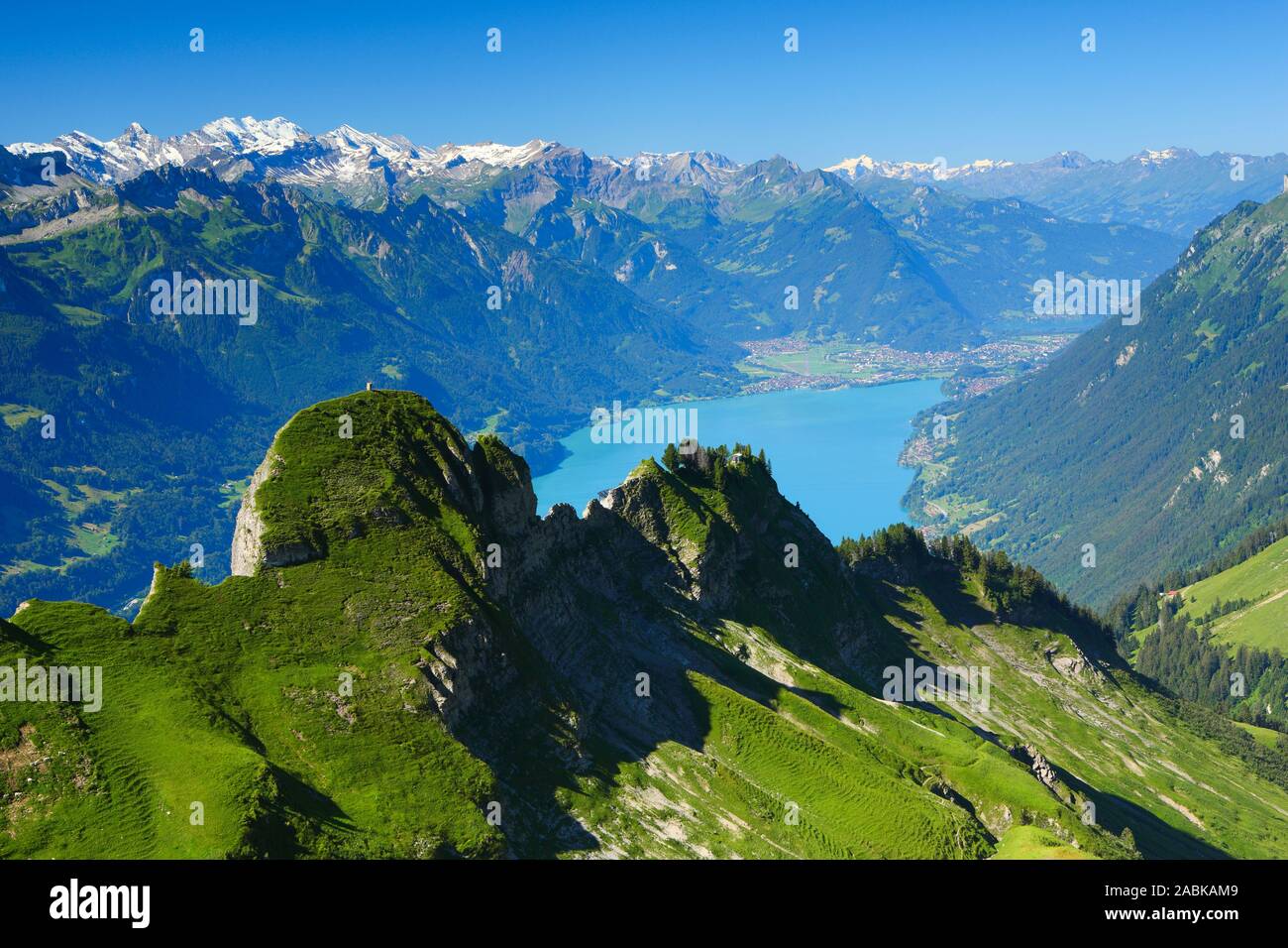 View from the Brienzer Rothorn to Lake Brienz. Emmental Alps ...