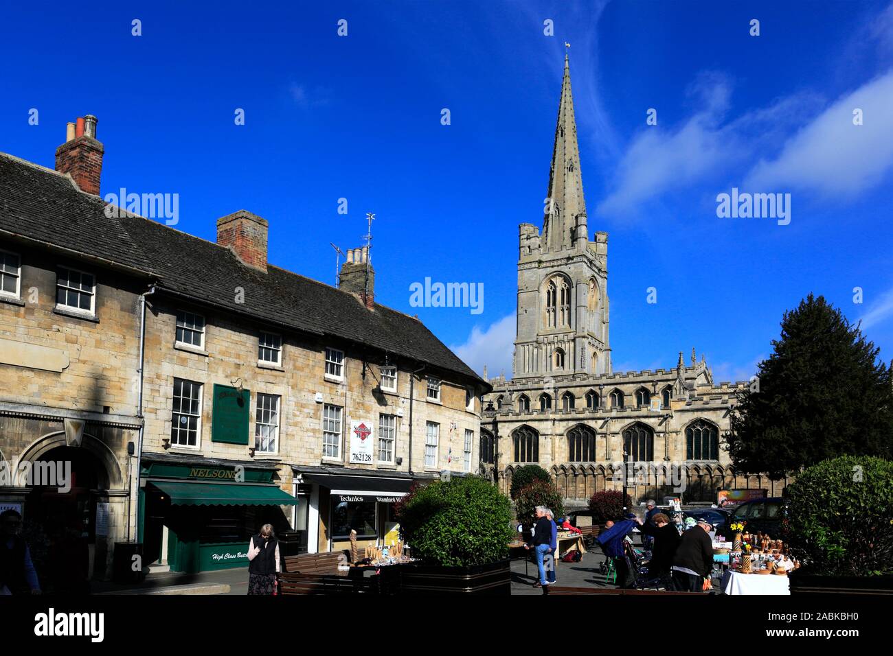 All Saints church, Red Lion Square, Georgian market town of Stamford, Lincolnshire County, England, UK Stock Photo