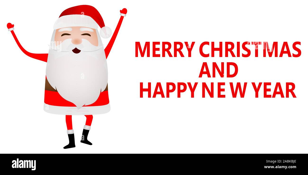 Cartoon funny santa claus waving hand isolated on white Stock Vector ...