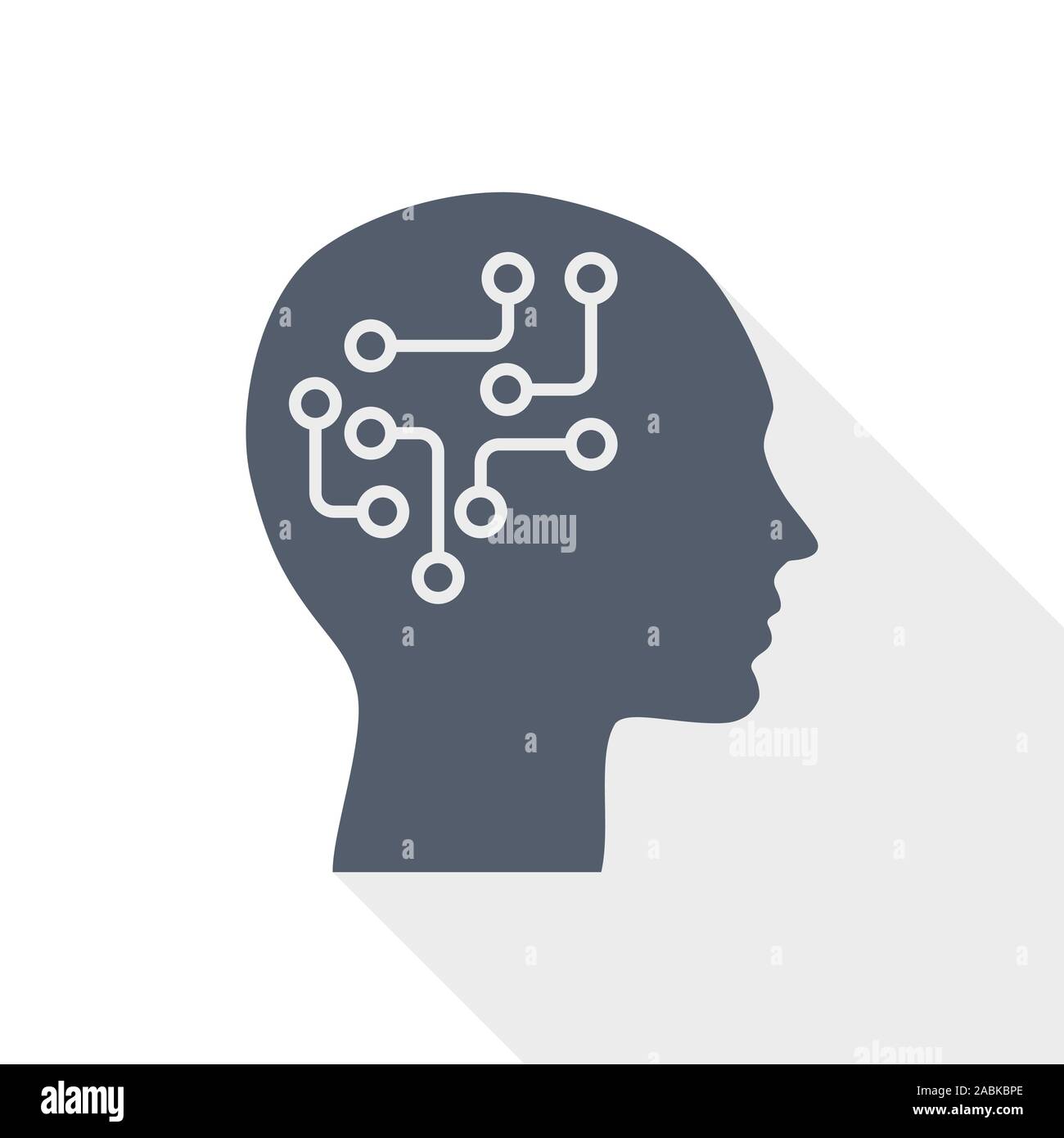 human head vector icon, brain, human, circuit concept illustration ...