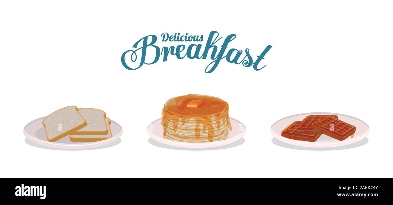 Breakfast bread waffles and pancakes vector design Stock Vector Image