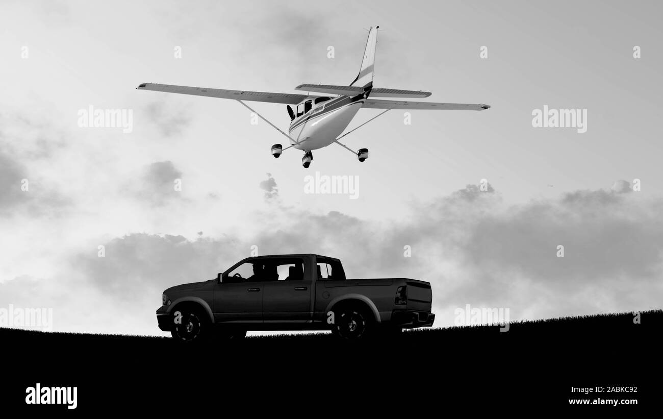 AirPlane and Car 3D Rendering Stock Photo Alamy