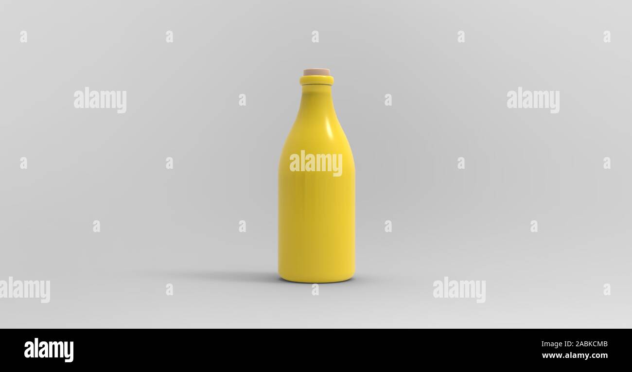 Download Yellow Milk Bottle On Gray Background 3d Rendering Stock Photo Alamy Yellowimages Mockups