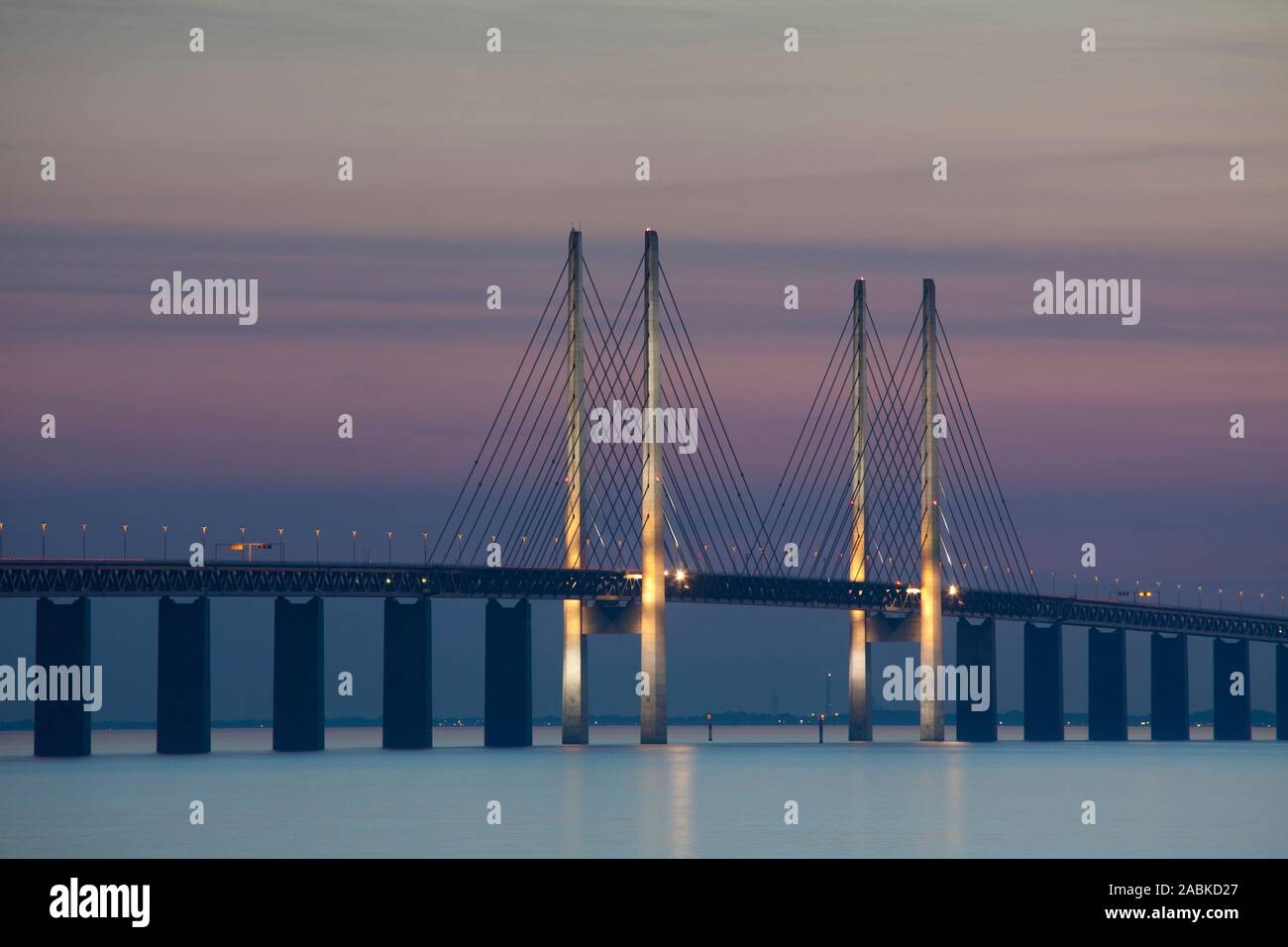 Oeresund Bridge between Denmark and Sweden, Sweden Stock Photo