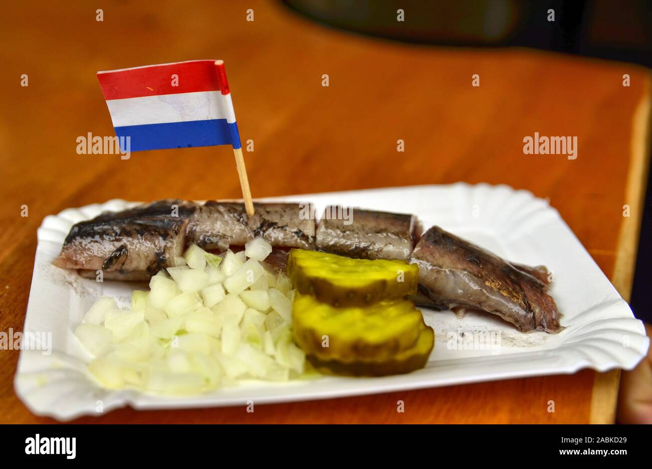 Amsterdam, Netherlands. August 2019. The herring sandwich is a delicacy that we can find in this